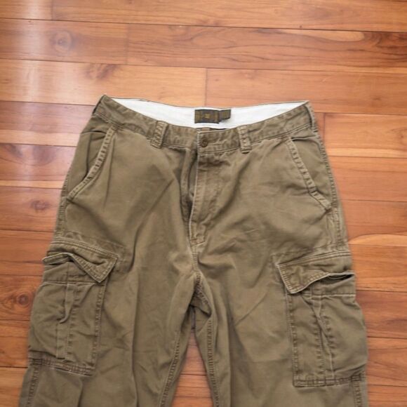 Men American Eagle Baggy Cargo Pants Y2K Western in Khaki Size W32 L32 - Picture 4 of 11